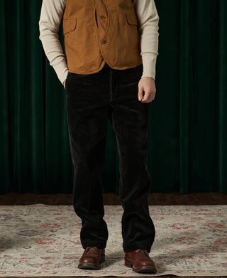 1920s Heavy-Duty Corduroy Work Pants - Black