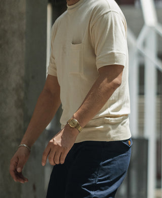 Waffle Knit Pocket T-Shirt - Apricot