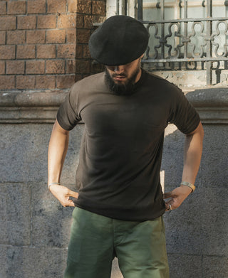 Waffle Knit Pocket T-Shirt - Black