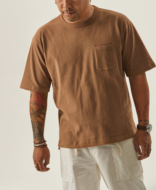 9.8 oz Cotton Classic Pocket T-Shirt - Light Brown　