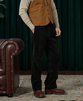 1920s Heavy-Duty Corduroy Work Pants - Black