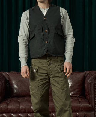 1930s Canvas Game Pockets Vest - Dark Green