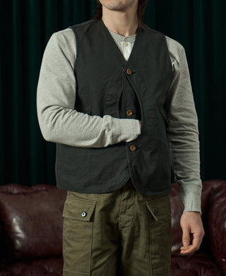 1930s Canvas Game Pockets Vest - Dark Green