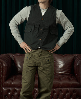 1930s Canvas Game Pockets Vest - Dark Green