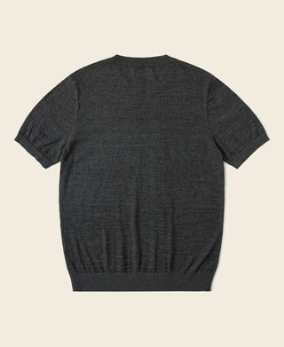 back view of 1950s Jersey Knit Short Sleeve Crewneck T-Shirt in Dark Gray