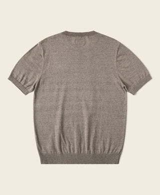 back view of
1950s Jersey Knit Short Sleeve Crewneck T-Shirt in Light Brown