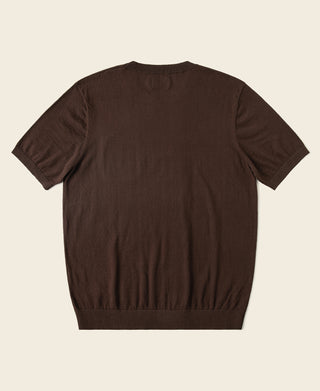 back view of 1950s Jersey Knit Short Sleeve Pocket T-Shirt in Coffee