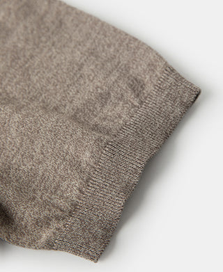 cuff detail of 1950s Jersey Knit Short Sleeve Crewneck T-Shirt in Light Brown