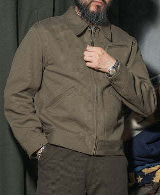 1940s Pique Stripe Cotton Cossack Jacket - Light Coffee
