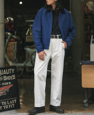 1940s Houndstooth-Lined Moleskin Cossack Jacket – Blue