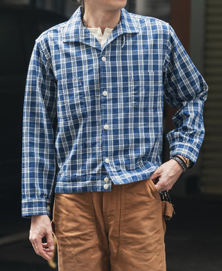 1940s Camp-Collar Palaka Plaid Shirt Jacket