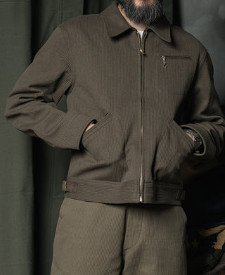 1940s Pique Stripe Cotton Cossack Jacket - Coffee