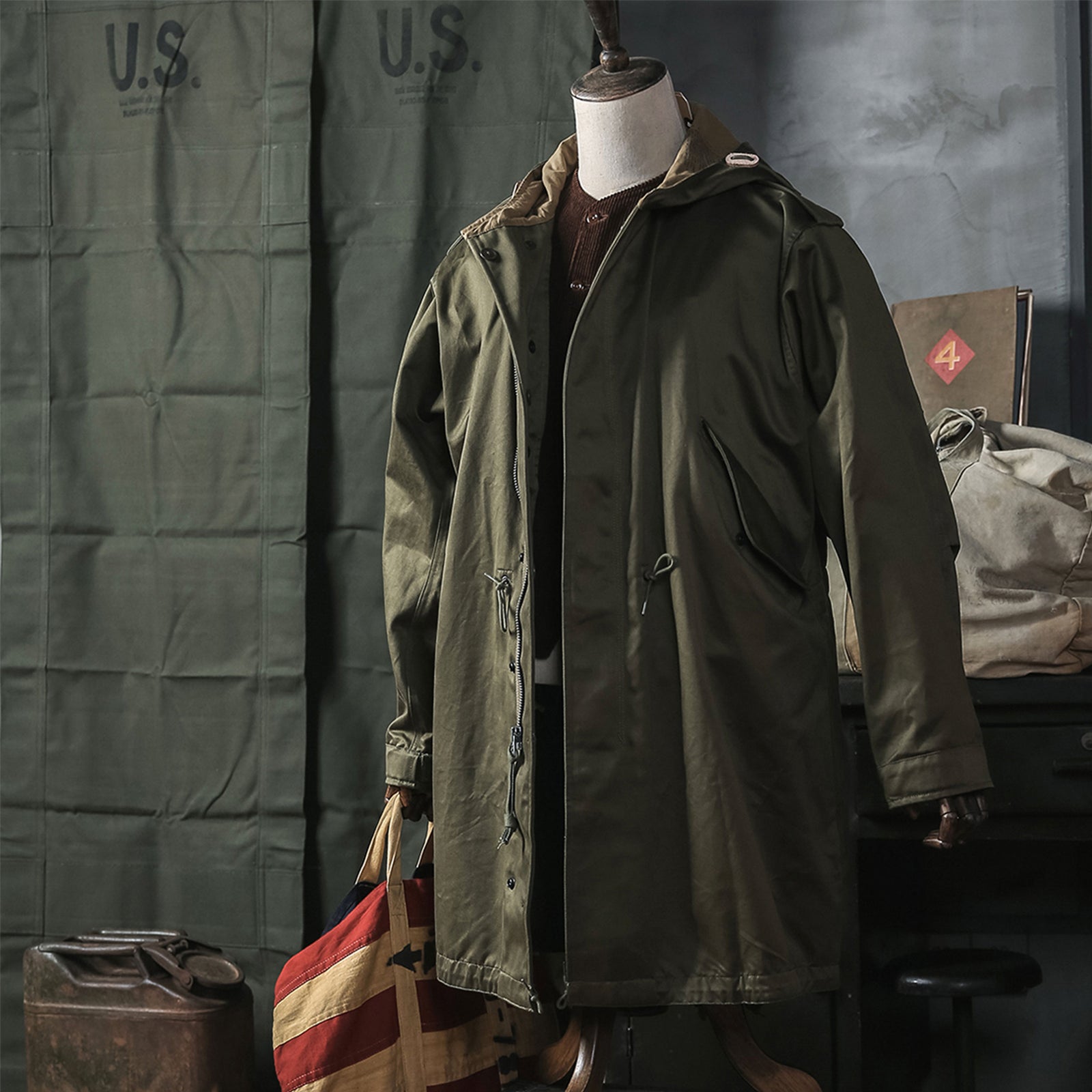 Parka Militaire US M51 Fishtail Grande Taille Olive - Marque Miltec, Neuve Avec étiquettes