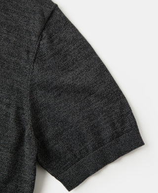 sleeve detail of 1950s Jersey Knit Short Sleeve Crewneck T-Shirt in Dark Gray
