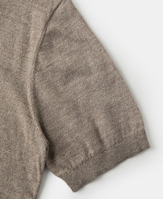 sleeve detail of 1950s Jersey Knit Short Sleeve Crewneck T-Shirt in Light Brown