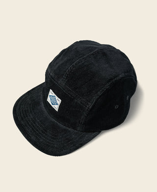 12.5 oz Corduroy 5 Panel Cap - Black