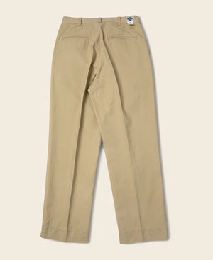 1930s IVY Style Double Pleated Chino Trousers - Khaki | Bronson