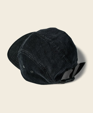 12.5 oz Corduroy 5 Panel Cap - Black