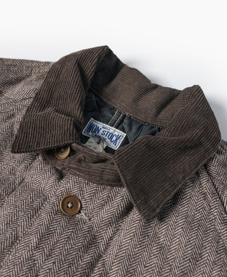 Herringbone Wool and Polyester-Blend Quilted Padded Chore Jacket