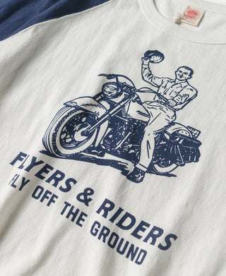 Two-Tone Rider Printed Raglan Sleeve T-Shirt - Blue/White