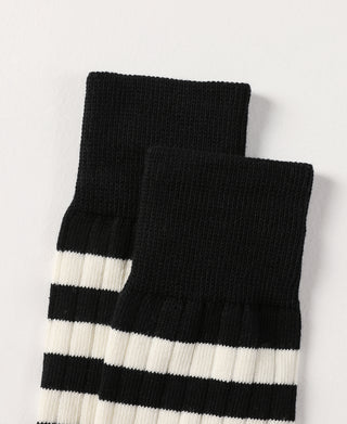 Retro Striped Cotton Socks - Black/White