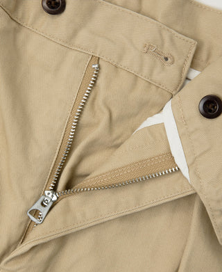 1930s IVY Style Double Pleated Chino Trousers - Khaki