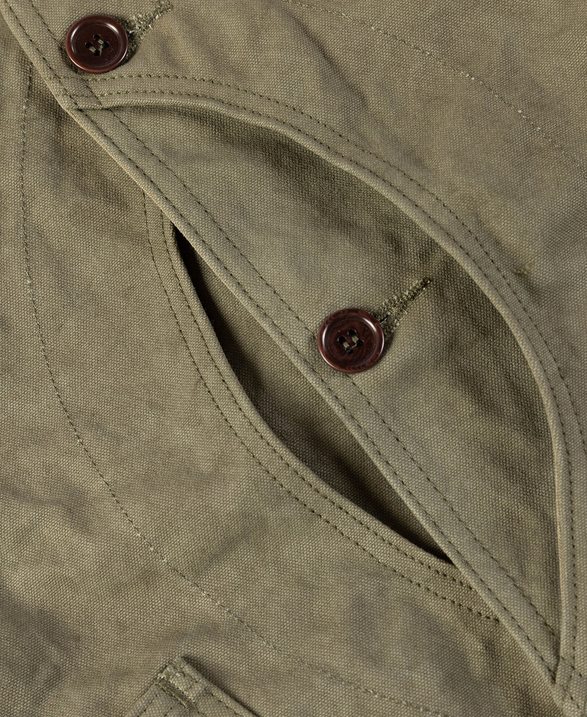 1930s Heavyweight Canvas Game Pocket Hunting Vest - Olive