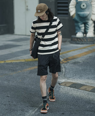 Heavyweight Cotton Wide Striped T-Shirt - Black/White