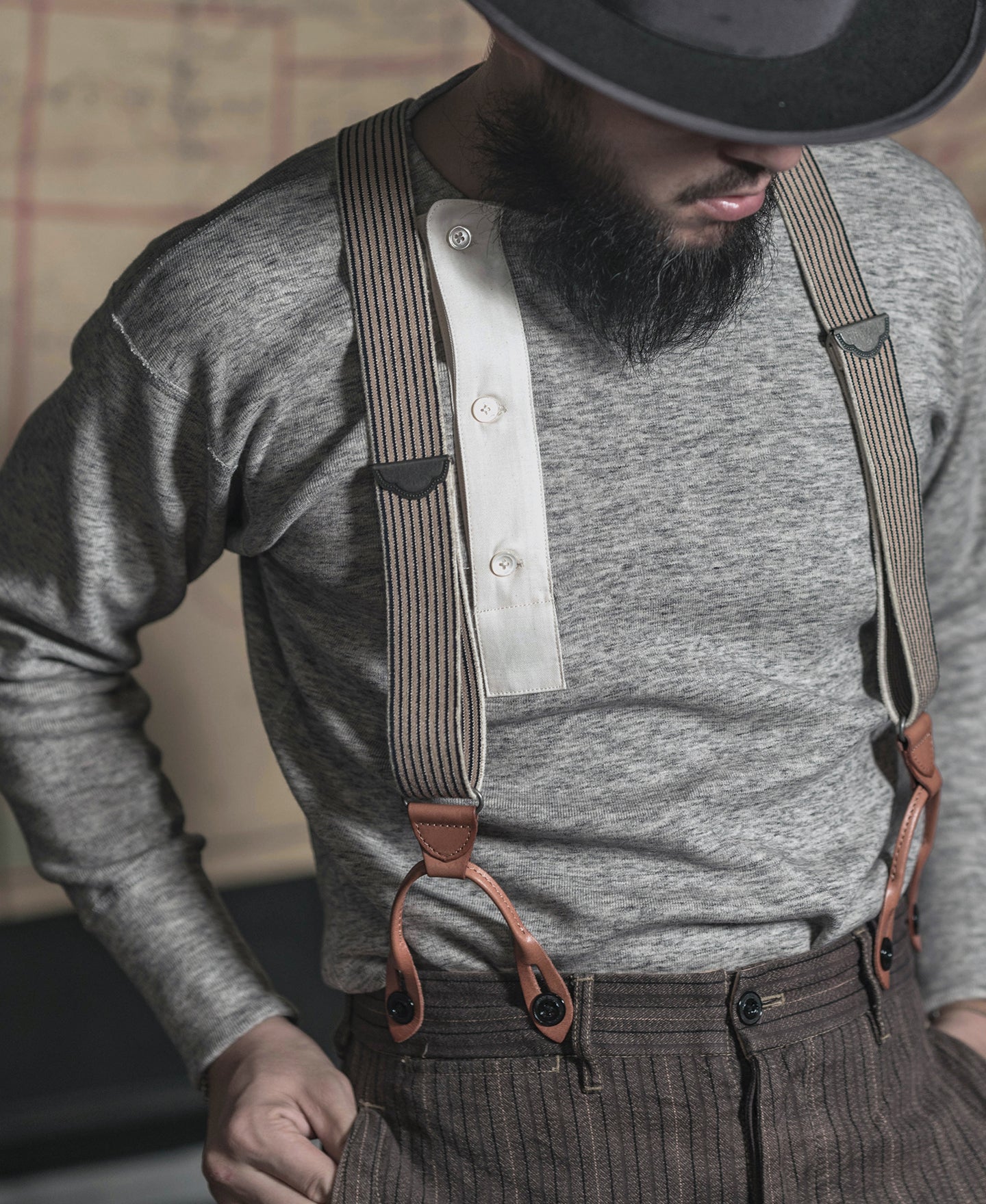 Mens Button Black Leather Braces Adjustable Y Back Suspenders Xlong  Available (Braces)