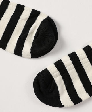 Retro Striped Cotton Socks - Black/White