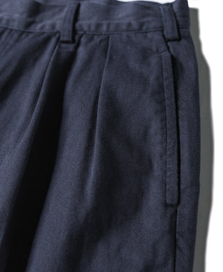 Classic Straight Leg Double Pleated Shorts - Navy