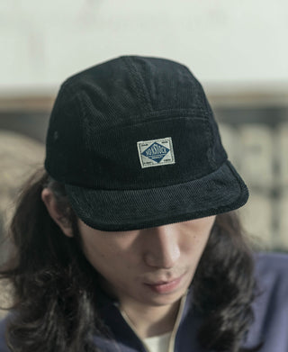 12.5 oz Corduroy 5 Panel Cap - Black