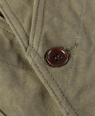 1930s Heavyweight Canvas Game Pocket Hunting Vest - Olive