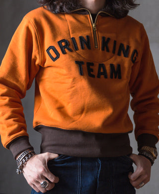 1920s Drinking Team Motorcycle Racing Sweatshirt - Orange