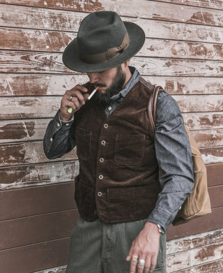 1930s Corduroy Hunting Vest - Dark Brown