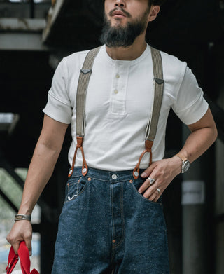 Vintage Short Sleeve Henley T-Shirt - White