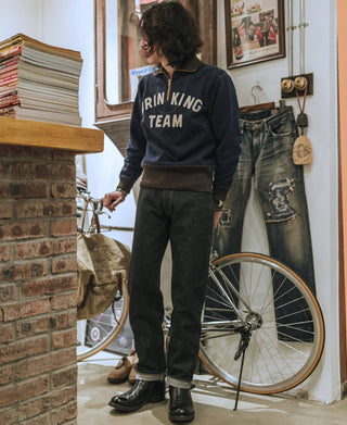 1920s Drinking Team Motorcycle Racing Sweatshirt - Navy