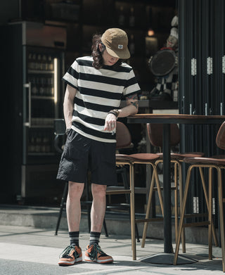 Heavyweight Cotton Wide Striped T-Shirt - Black/White