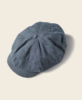 Striped Denim Newsboy Cap