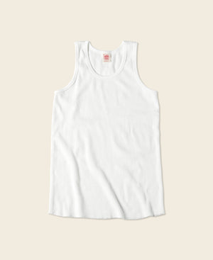 WWII US Army Military Cotton Ribbed Tank Top - White｜Bronson