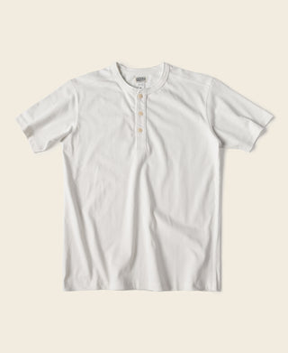 10.6 oz Cotton Short Sleeve Henley T-Shirt - White