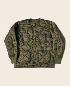 Military Style Quilted Padded Ripstop Nylon Jacket - Olive | Bronson