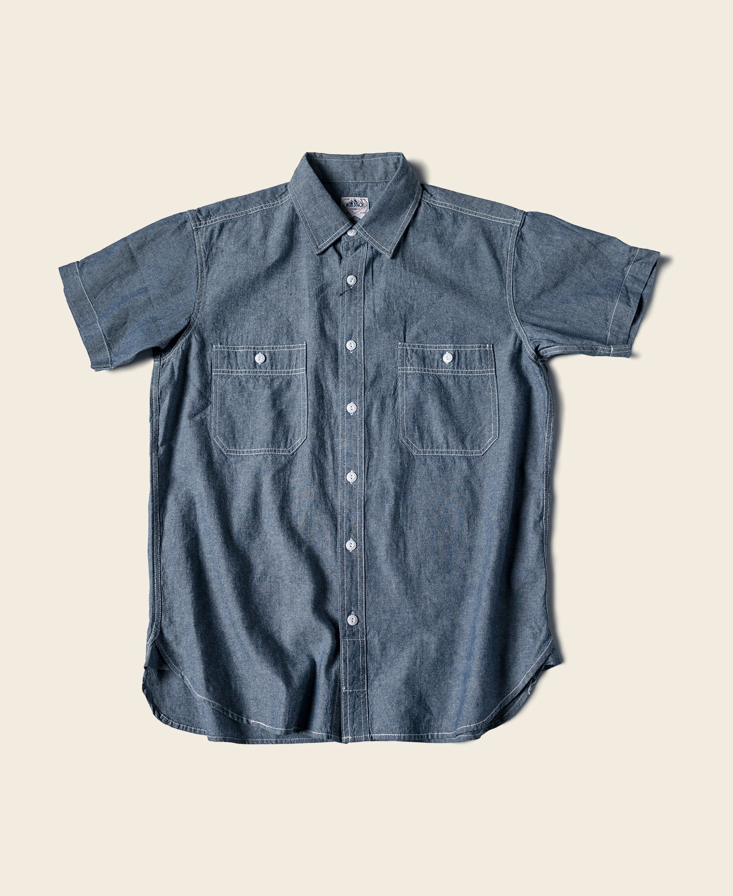 Men's Vintage 7.2 oz Chambray Short Sleeve Work Shirt - Blue | Bronson
