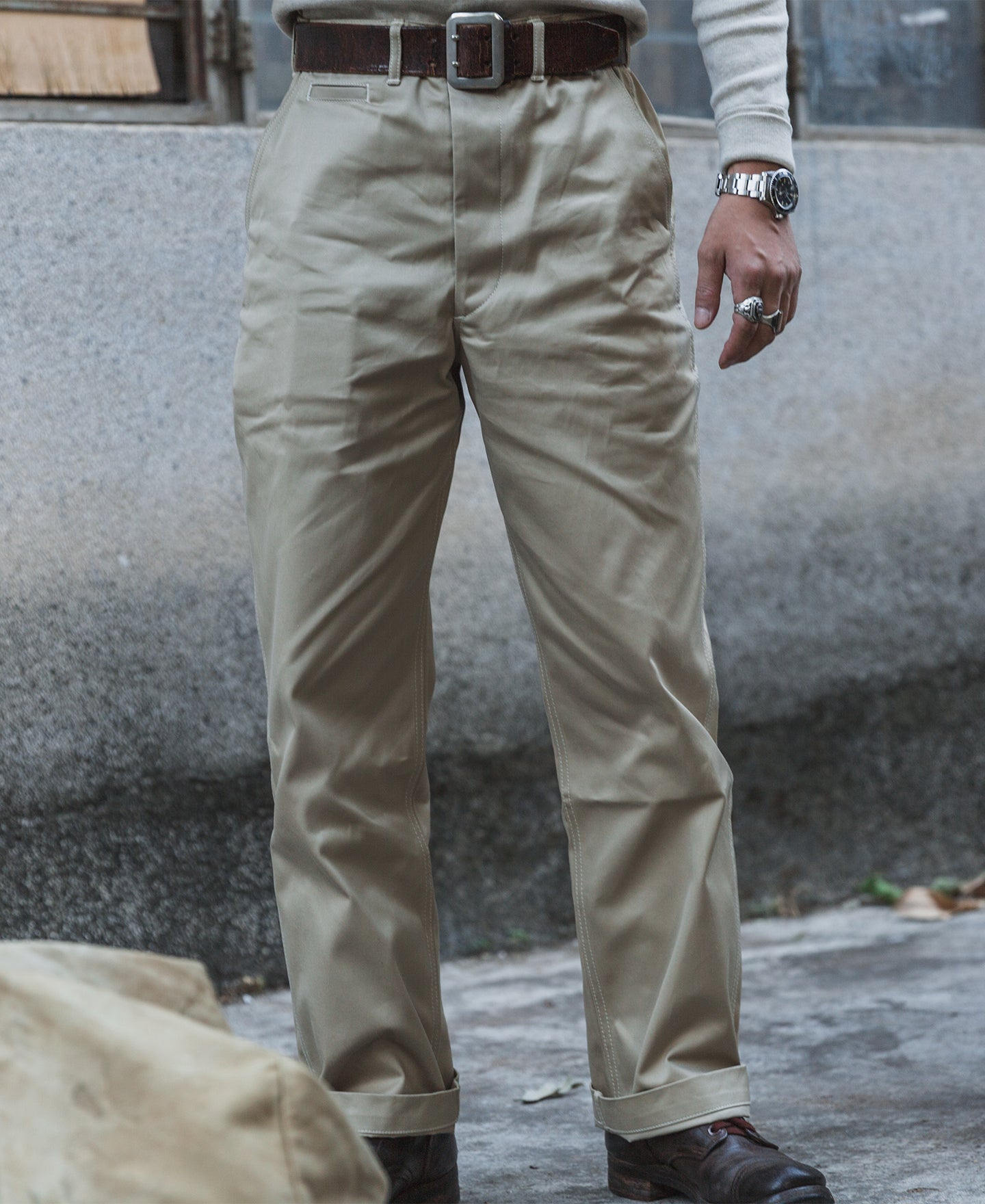 1950s US Army 14 oz Officer Chino Trousers - Khaki