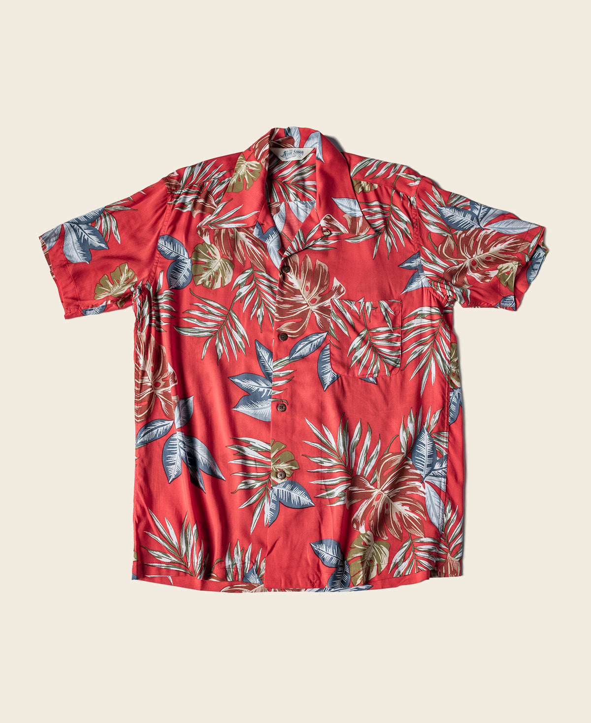 Plants &amp; Flowers Pattern Aloha Shirt - Red