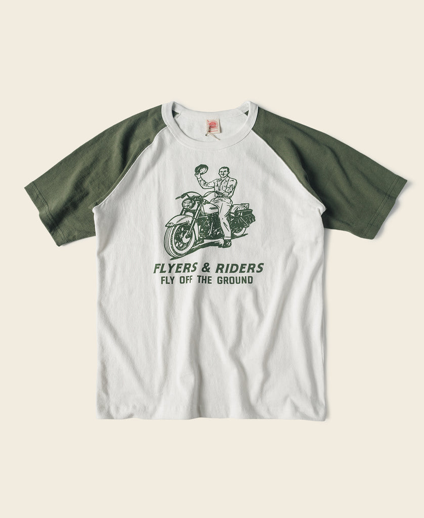 Two-Tone Rider Printed Raglan Sleeve T-Shirt - Green/White