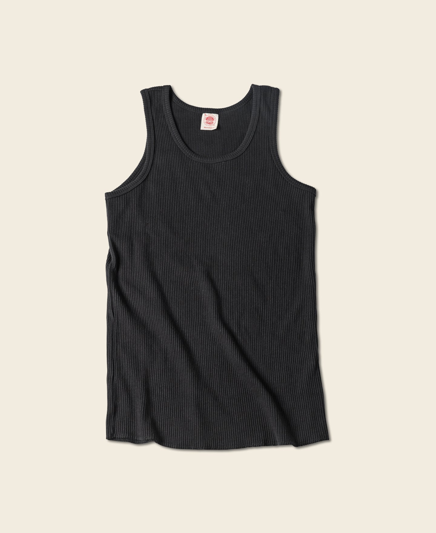 Tank top in ribbed cotton in BLACK for