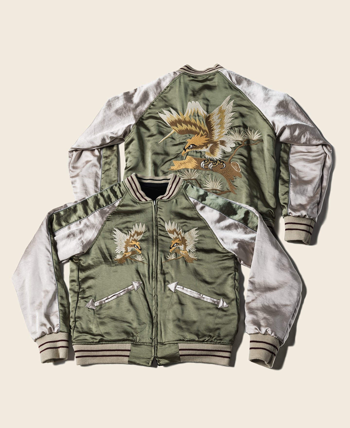 1950s Reversible Embroidery Acetate Souvenir Jacket - Falcon 