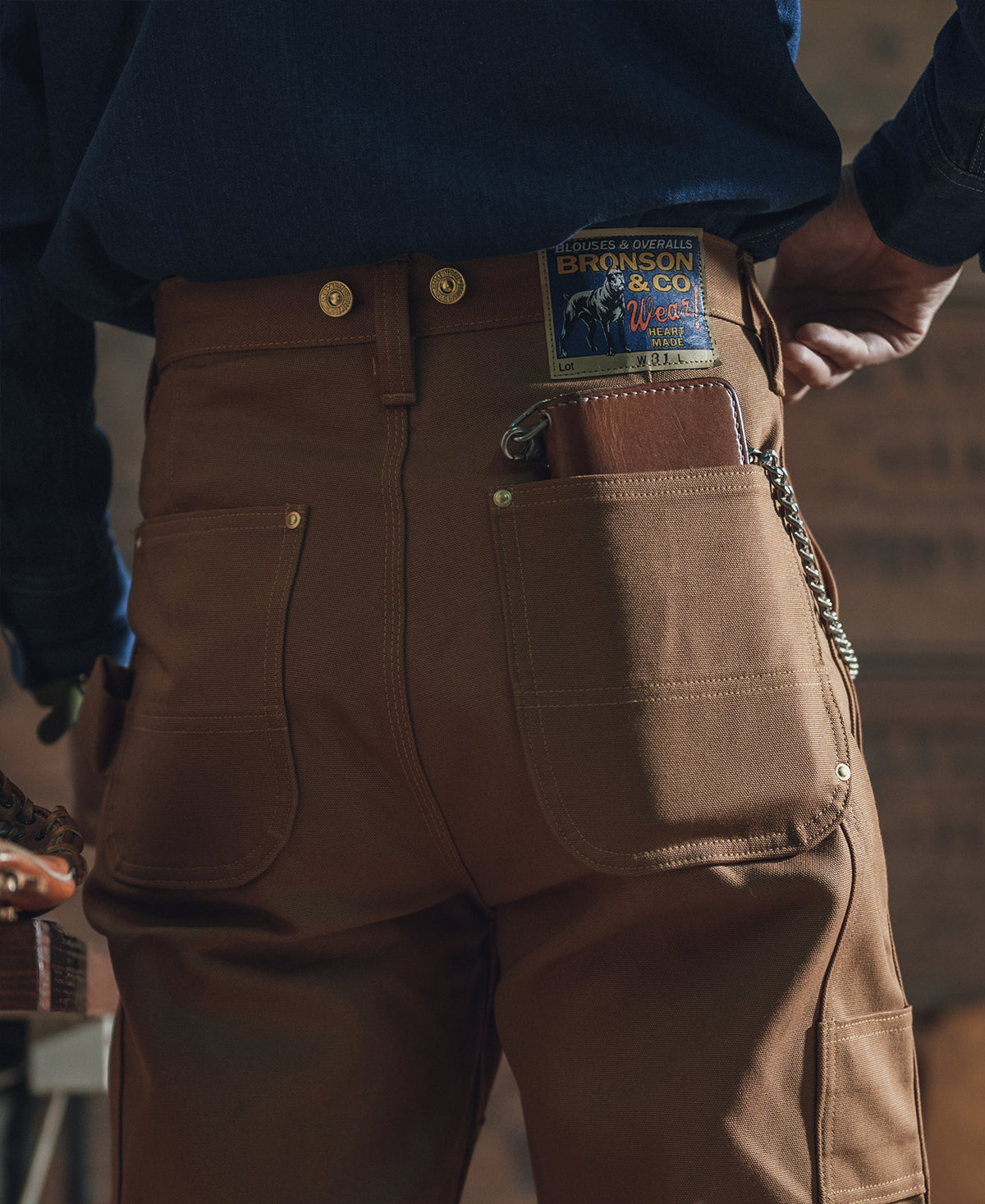 Bronson Double Knee Pants Duck Canvas Logger Carpenter Mens Work Trousers  Brown