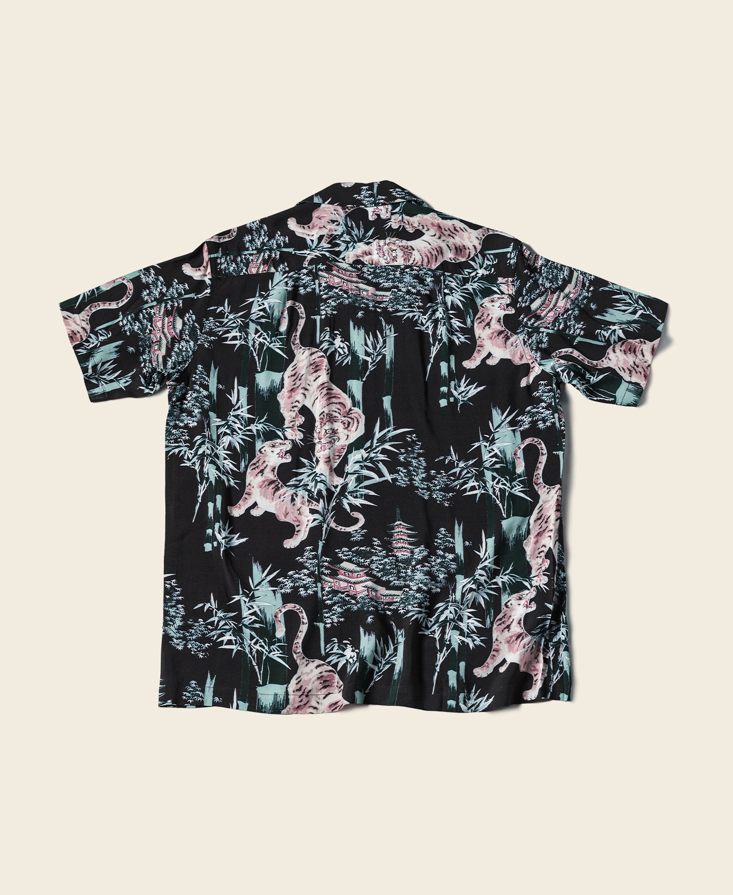 Ukiyo-e Tiger & Bamboo Pattern Aloha Hawaiian Shirt - Black | Bronson